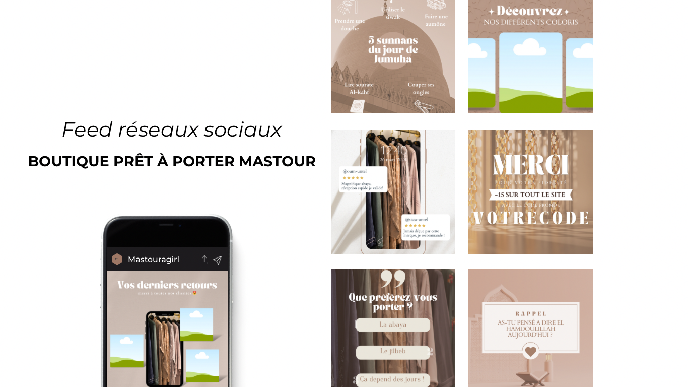 Boutique mastour : Feed réseaux